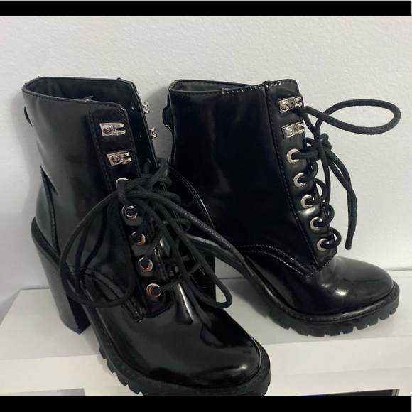 ASOS high heel leather boots. black. - Picture 2 of 4